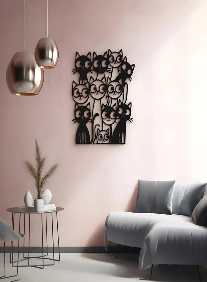 BLIND SHOP Funny Cats Metal Wall Art, Cute Home Decor Accent, Animal Wall Art (50X45X1.5 CM) - Image 4